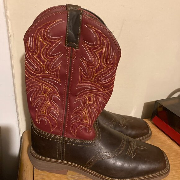 Cabela’s red mens cowboy western boots size 10 m NEw square toe roper boots